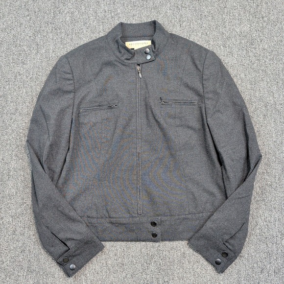 Apostrophe Vintage Minimalist Full Zip Mock Neck Jacket 12 Grey Utility Y2K — photo 2